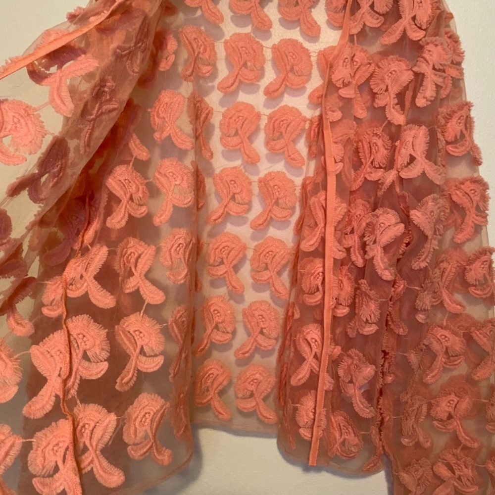 Cupio Embroidered Floral Sheer Pink Open Jacket XL - Picture 5 of 9